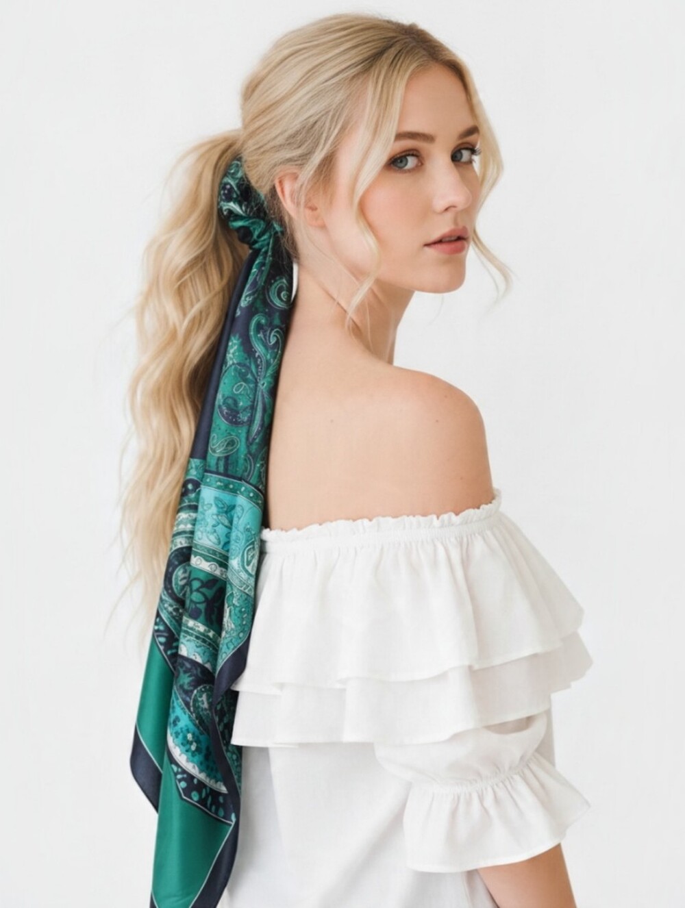 Doves Of Dawn Sercinni Elastic Hair Band Bow Long Ribbon Ponytail Hair Scarf